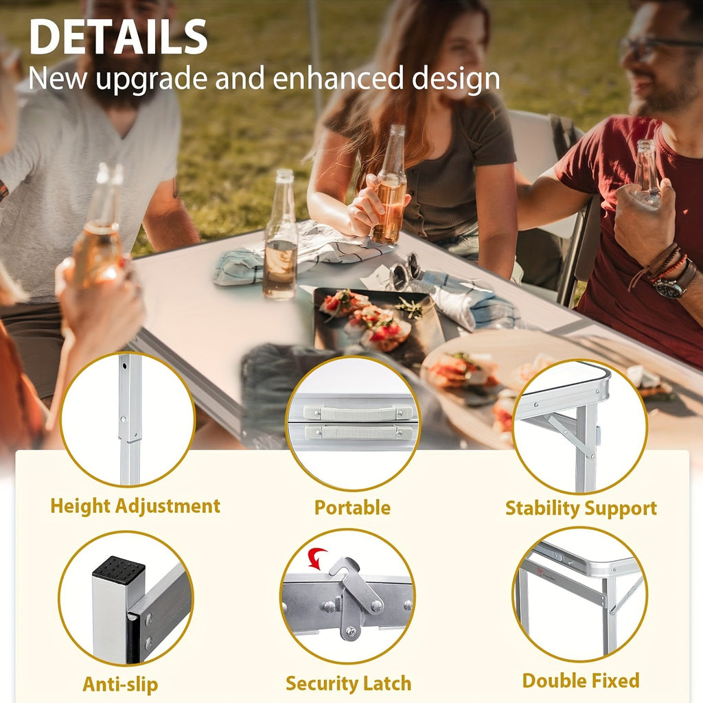 4-Person Portable Folding Picnic Table Set - Aluminum, Lightweight, Height Adjustable