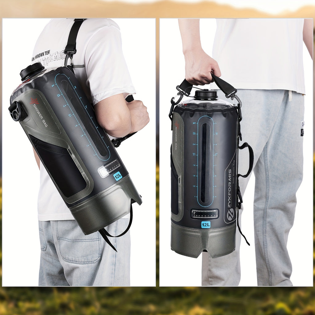 12/20L TPU Portable Camping Shower Bag-Easy Fill with Foot Pump