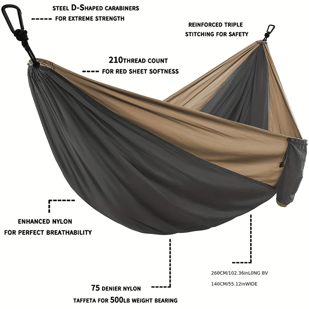 Solid Color Parachute Hammock With Strap And Black Carabiner