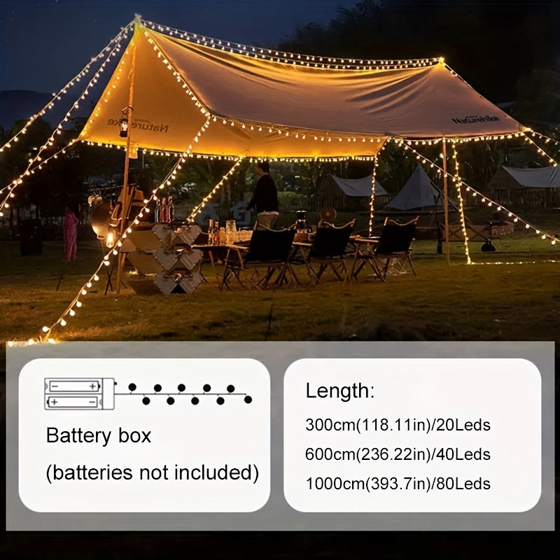 20/40/80 LED Warm White String Lights - Battery-Powered Round Globe Lights