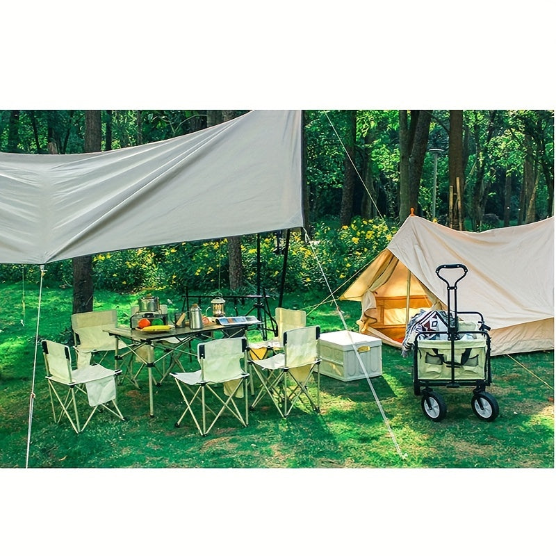 Khaki Camping Table Set 7 Pieces Dining Table Set With 6 Chairs
