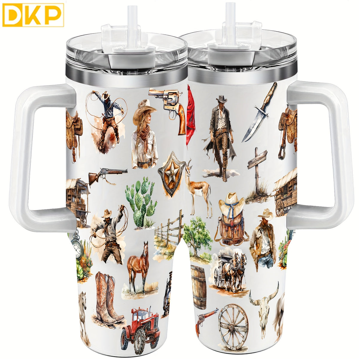40oz Creative Straw Tumbler  Stainless Steel Handle