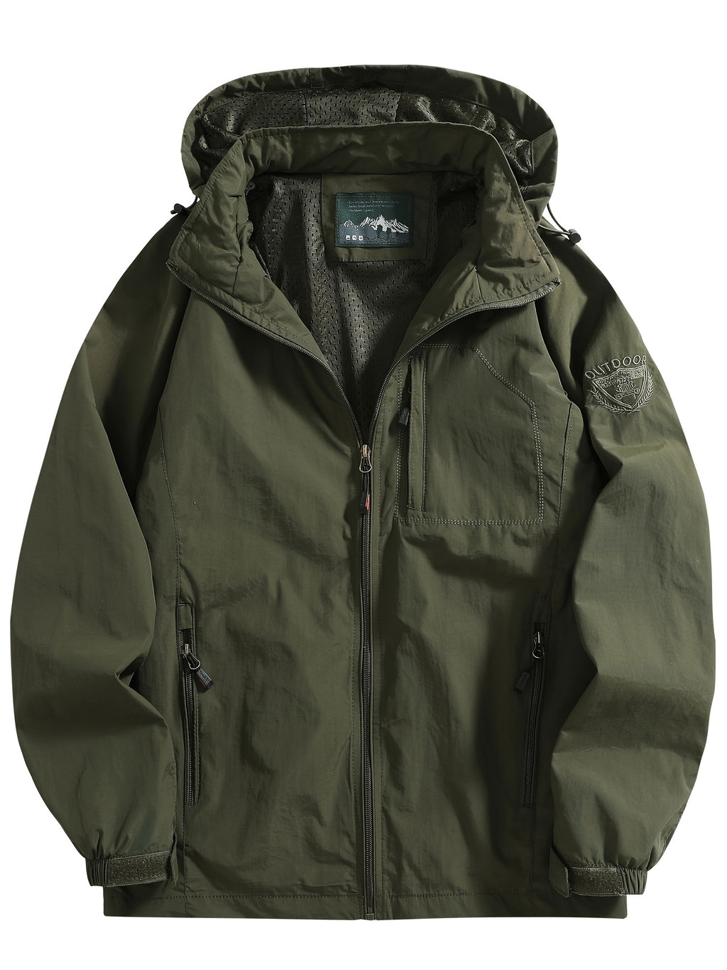 Men's Casual Zipper Pockets Detachable Hooded Windbreaker Jacket, Waterproof