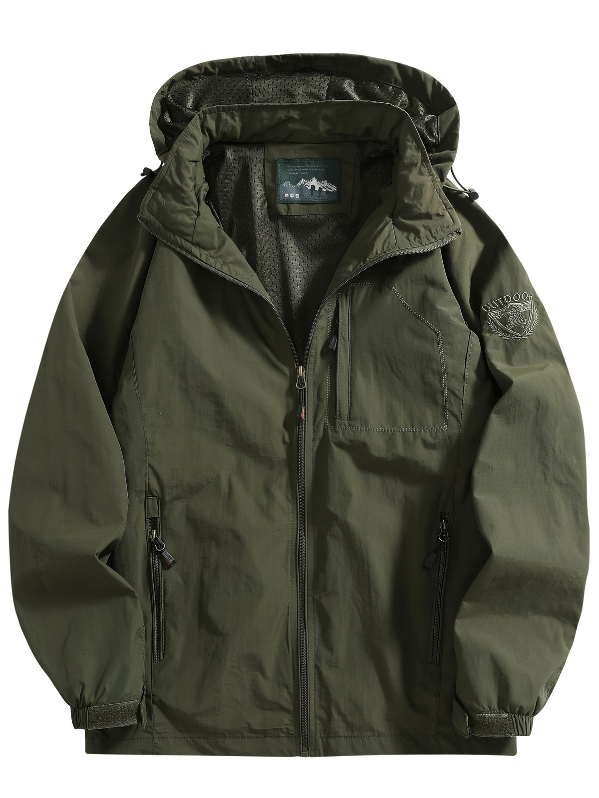 Men's Casual Zipper Pockets Detachable Hooded Windbreaker Jacket, Waterproof