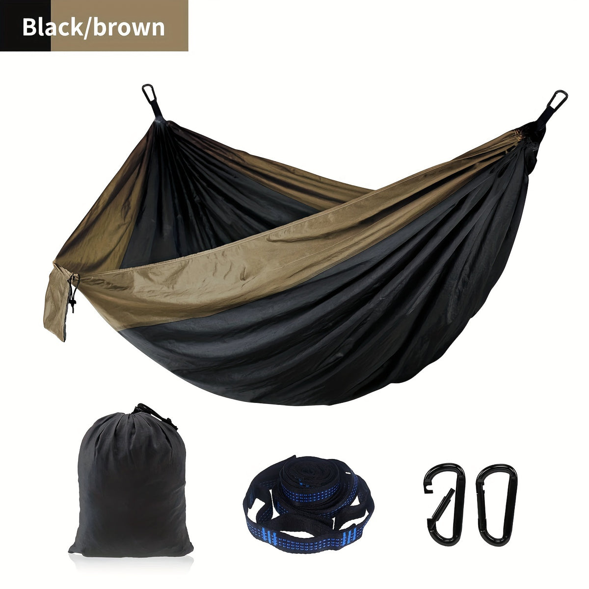Solid Color Parachute Hammock With Strap And Black Carabiner