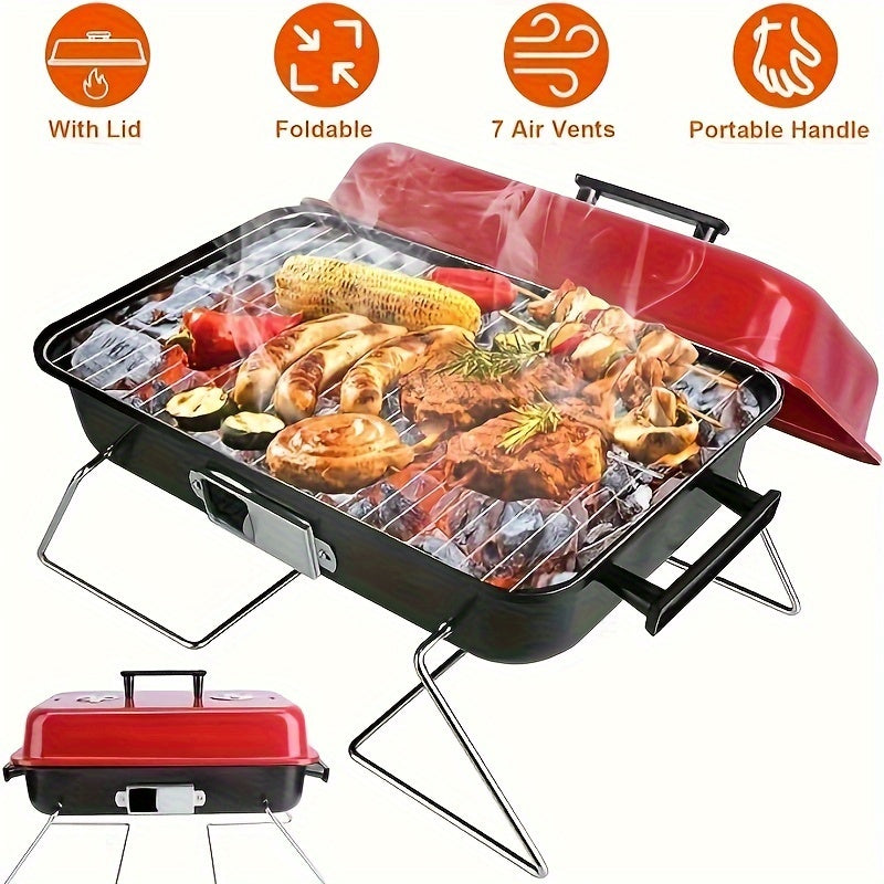 Small Portable Charcoal Barbecue Grill With Lid