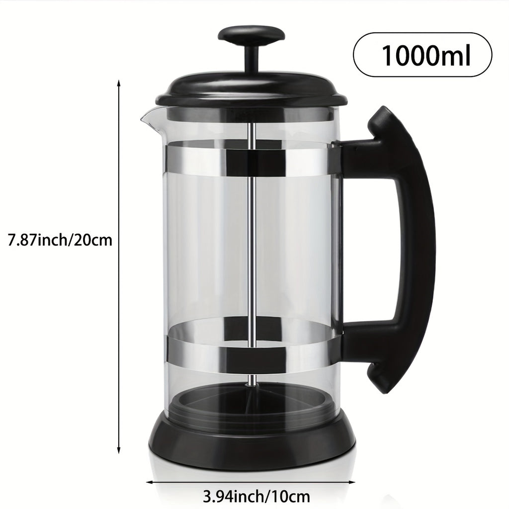 34oz French Press Coffee Maker - Heat-Resistant Thick Glass, 304 Stainless Steel