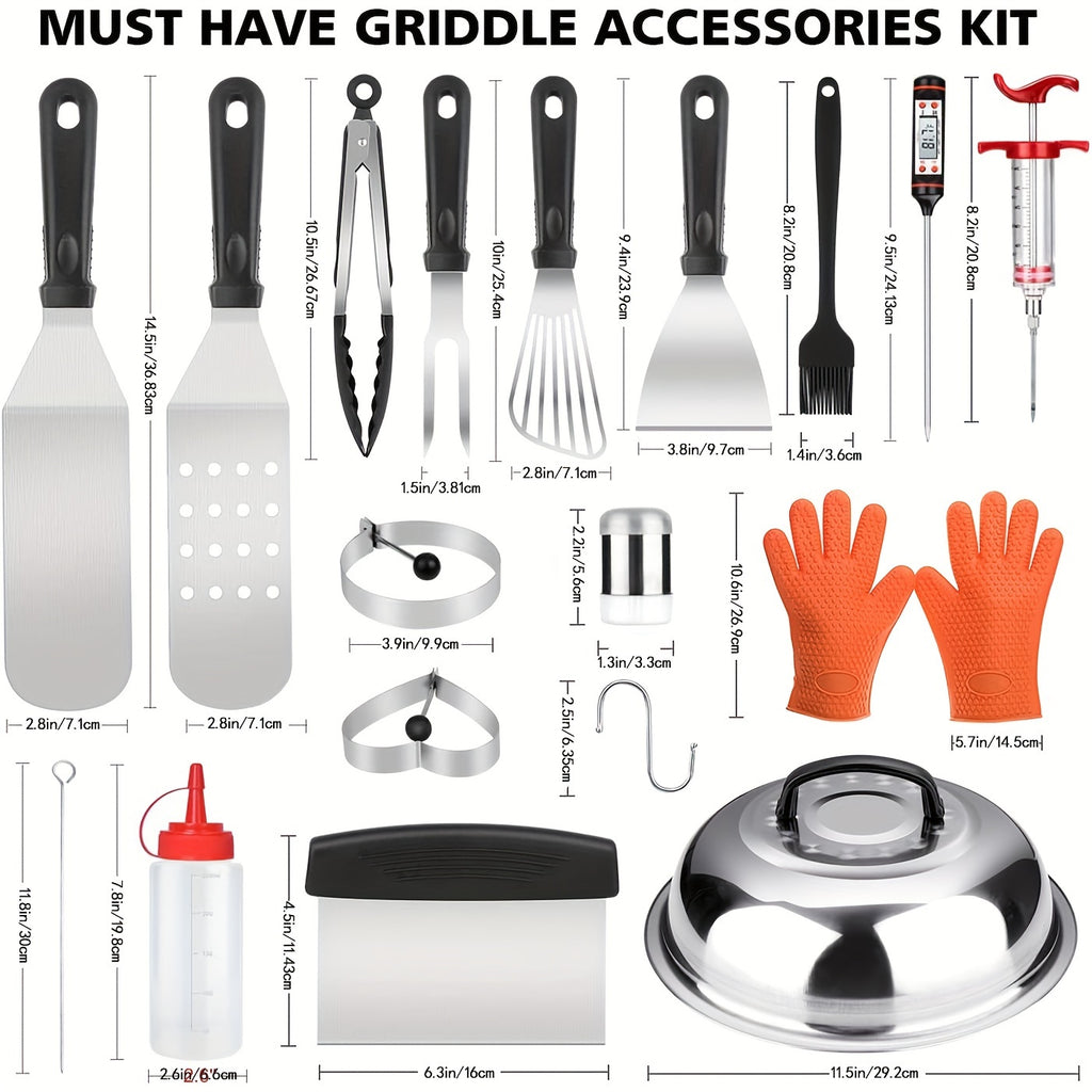 8pcs/39pcs  Griddle Accessory Set: Stainless Steel BBQ Tools