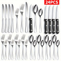24pcs Silverware Set With Steak Knives