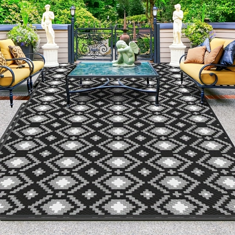 Outdoor Rug, Plastic Straw Reversible Mats Waterproof, Portable