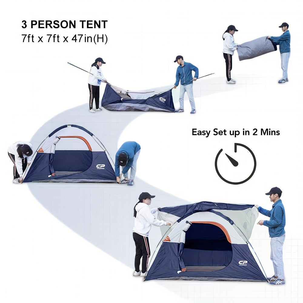 3 Person Camping Tent - Dome Tents, Waterproof Windproof