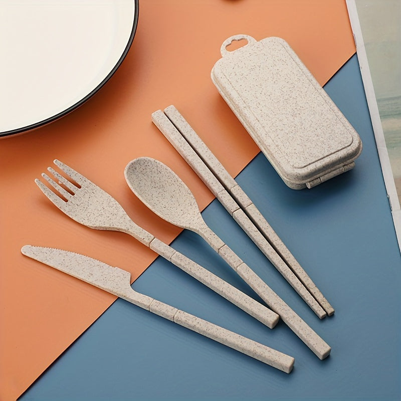 4pcs Outdoor Camping And Travel Cutlery Set With Storage Box