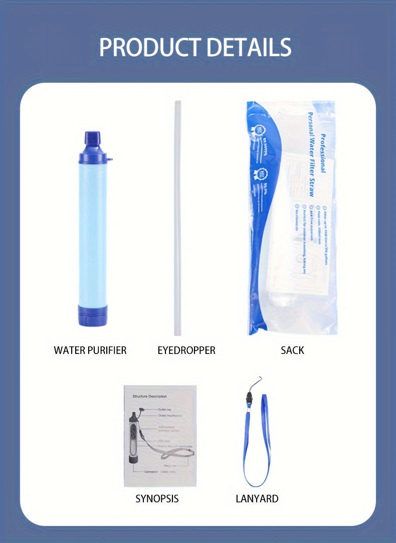 1pc Portable Outdoor Water Purifier Without/With Extend Straw