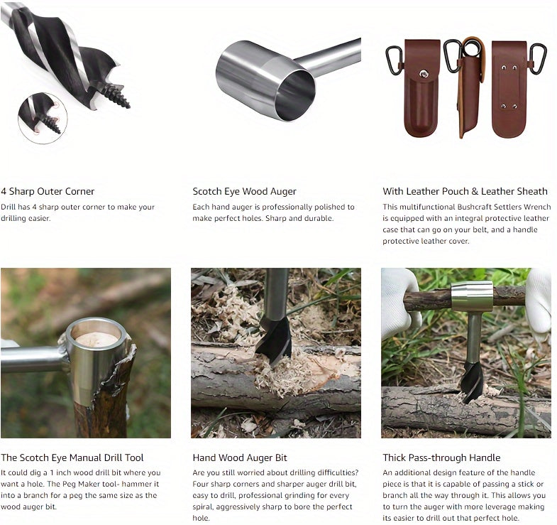 Survival Settlers Tool - Bushcraft Hand Auger Wrench