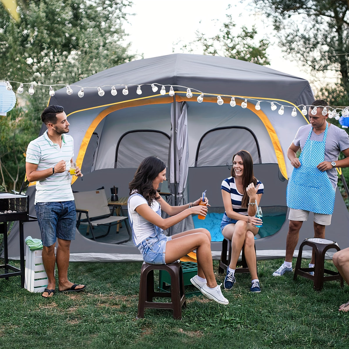 Camping Tent 8 Person, Waterproof Windproof Family Tent with Rainfly