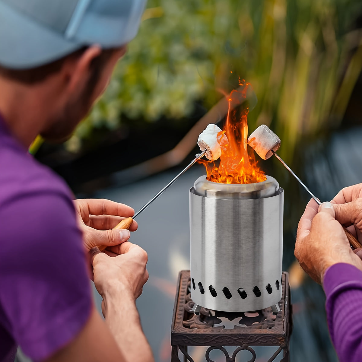 7.8"H×5.5"D Tabletop Fire Pit With Stand