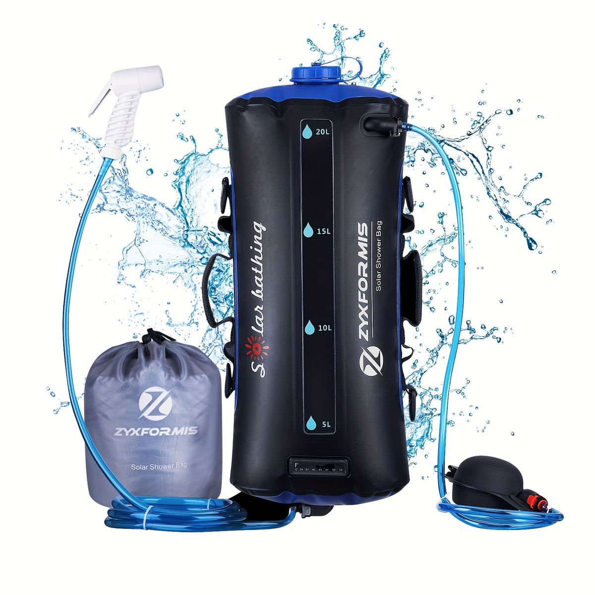 12/20L TPU Portable Camping Shower Bag-Easy Fill with Foot Pump