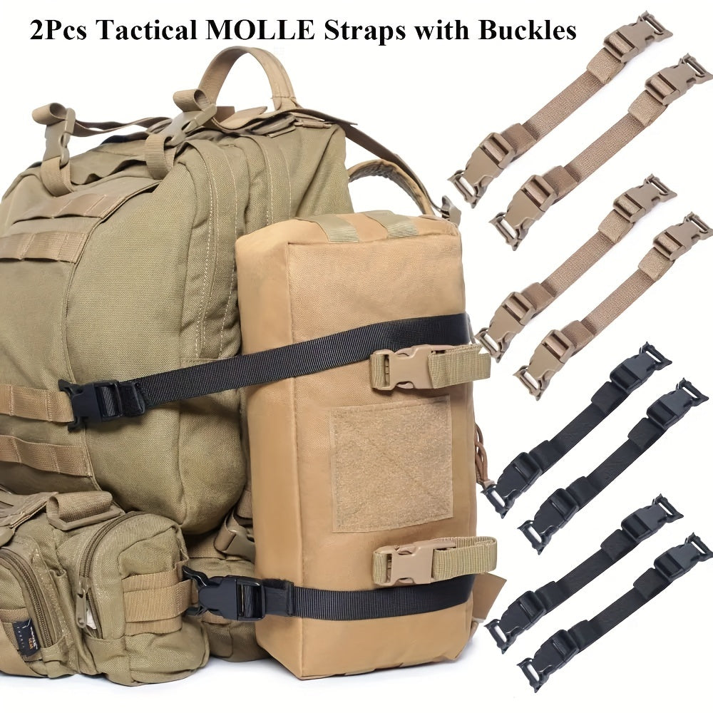 2pcs Molle Straps With Buckle Clips