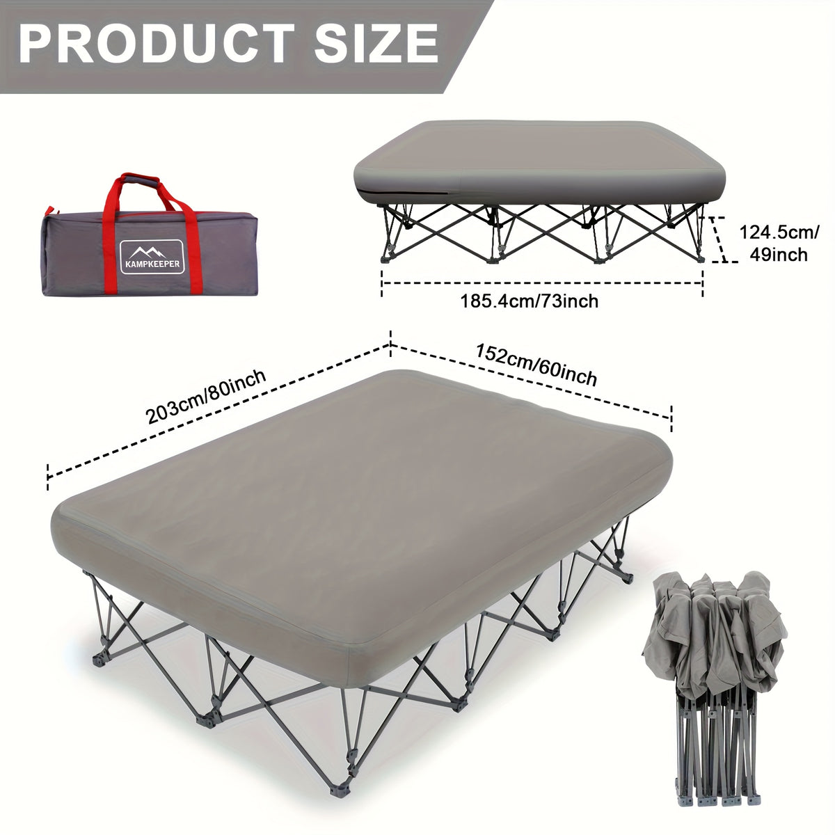 250/500LBS Extra Large capacity Heavy Duty Inflatable Bed with Carry Bag