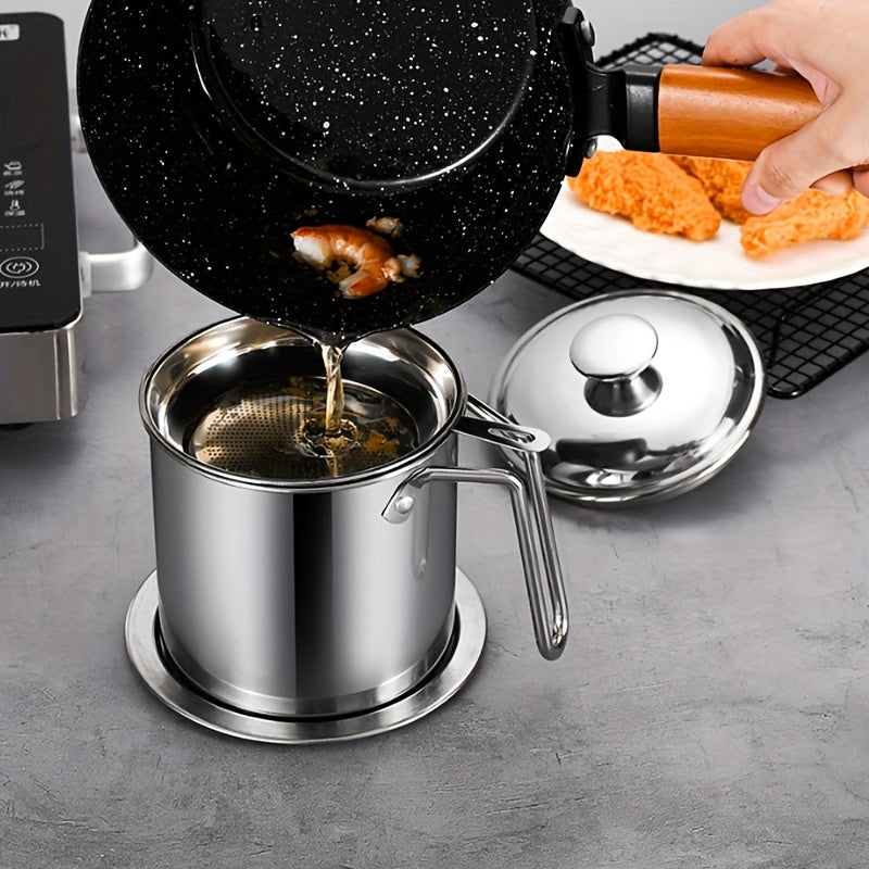 Stainless Steel Oil Jug And Oil Filter And Base, Kitchen Filter Oil Slag