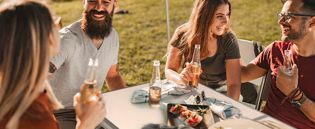 4-Person Portable Folding Picnic Table Set - Aluminum, Lightweight, Height Adjustable