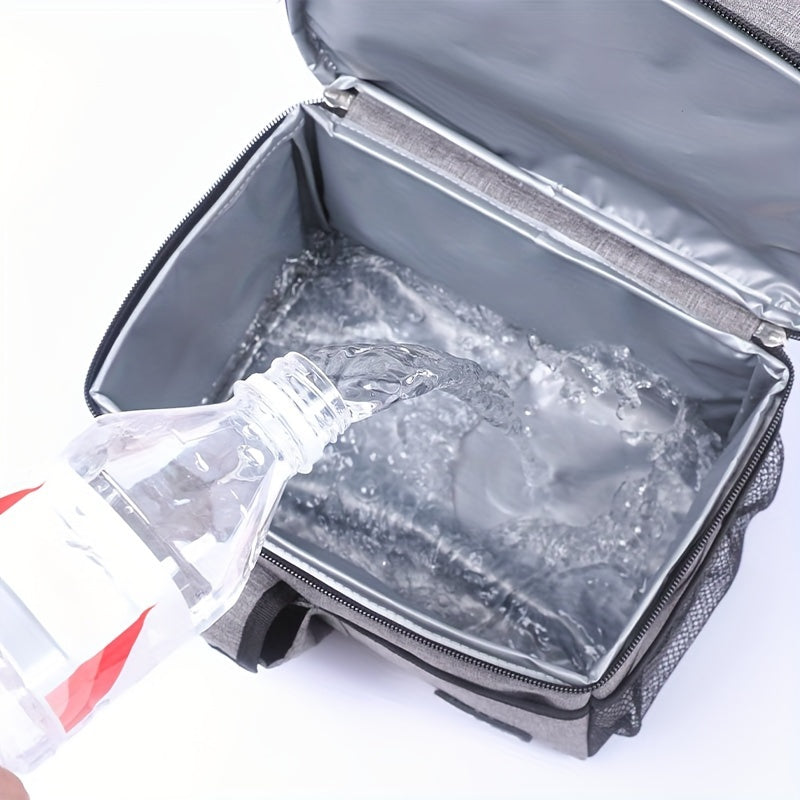 Premium Oxford Cloth Rectangle Lunch Bag - Insulated, Leakproof, Double Compartment