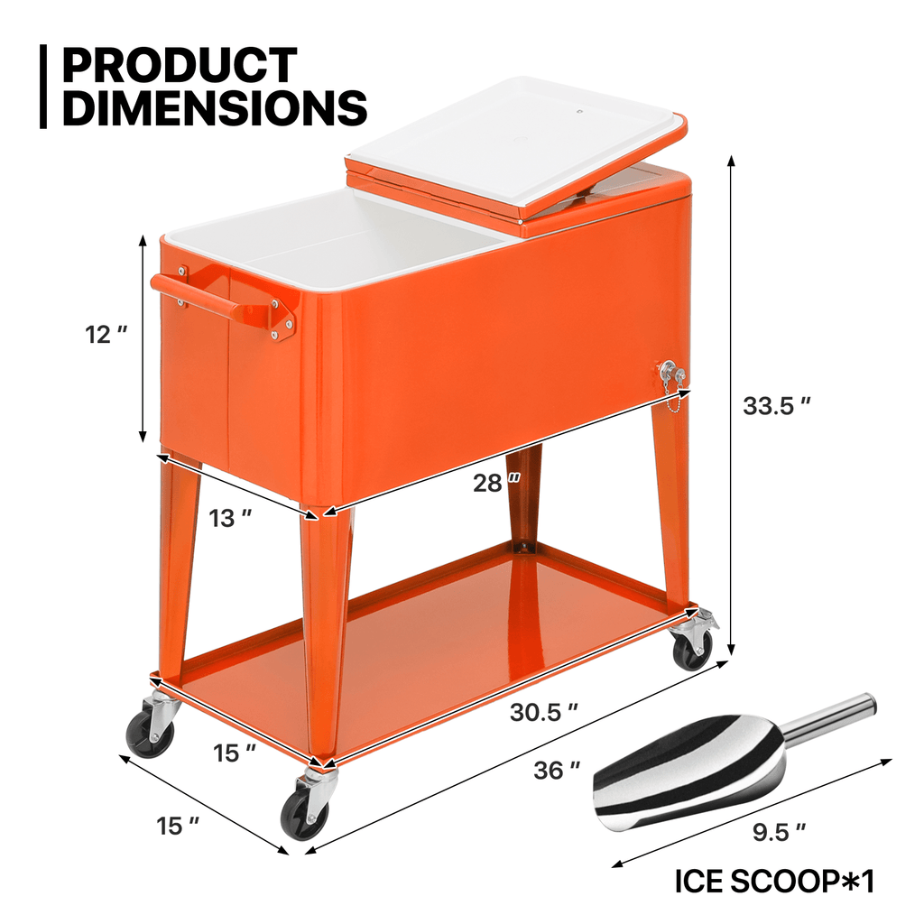MADOG 80 Quart Rolling Ice Chest Cart