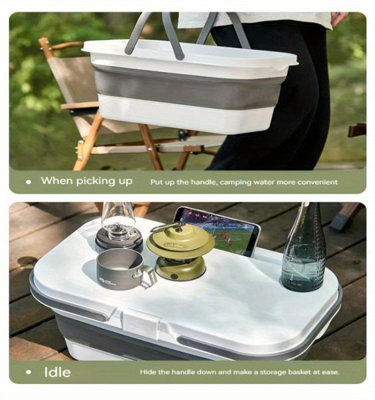 1pc, Heavy Duty Foldable Picnic Basket with Lid
