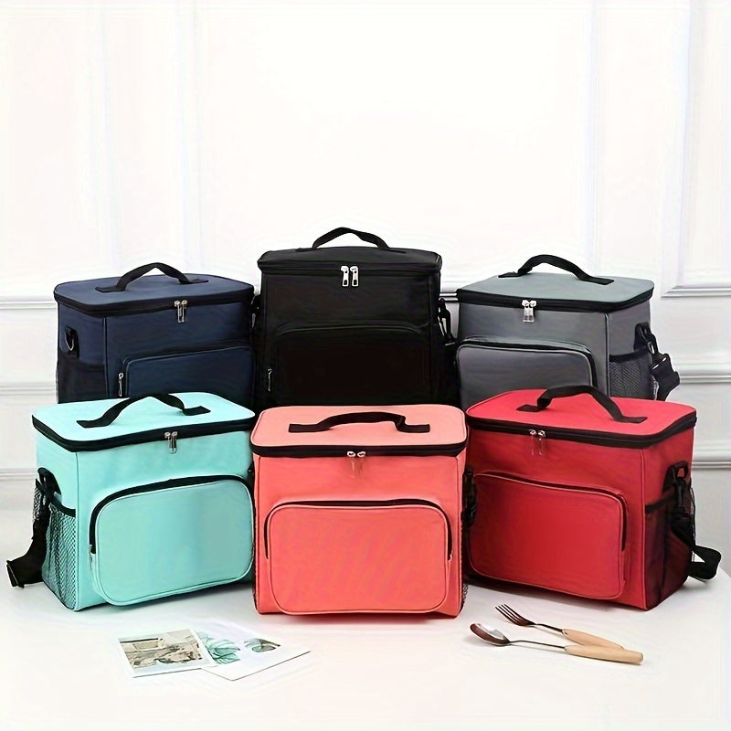 Large Capacity Insulated Color Block Lunch Bag - Foldable