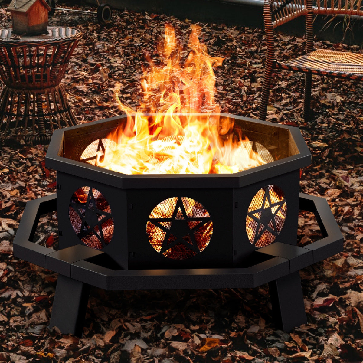 43 inch Fire Pit, Outdoor Fire Pits with Cooking Grill