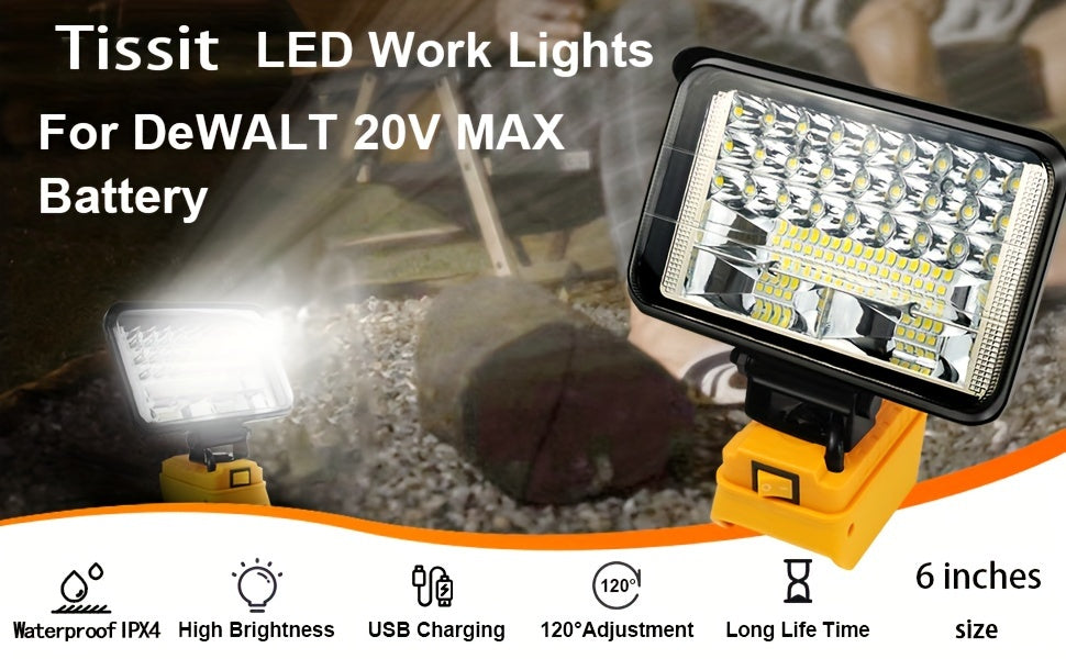 LED Work Light For DeWALT 20V MAX Battery, 90W 5400LM/60W 4500LM/48W 3800LM