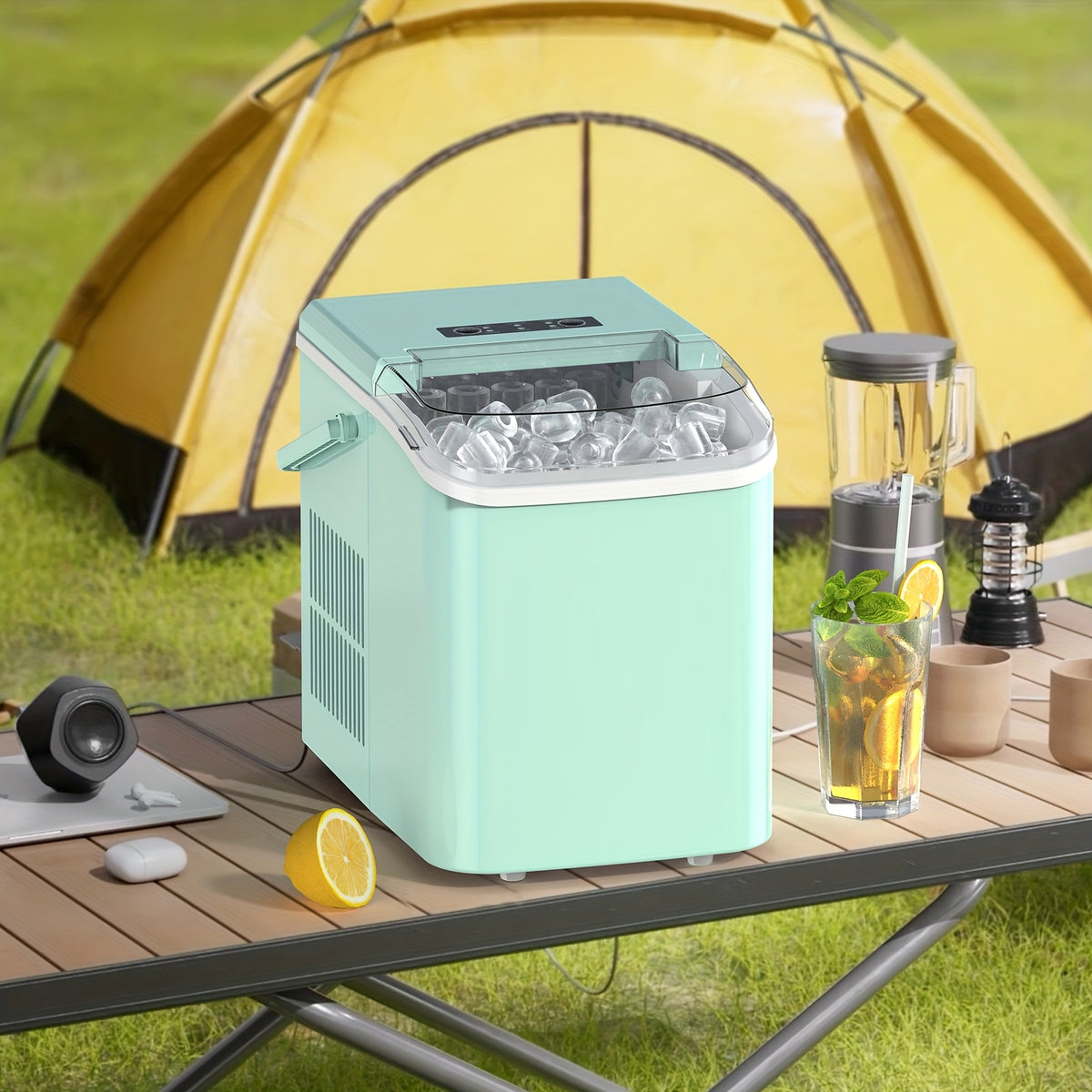 Portable Outdoor Ice Maker Countertop Low Noise One-Touch Operation