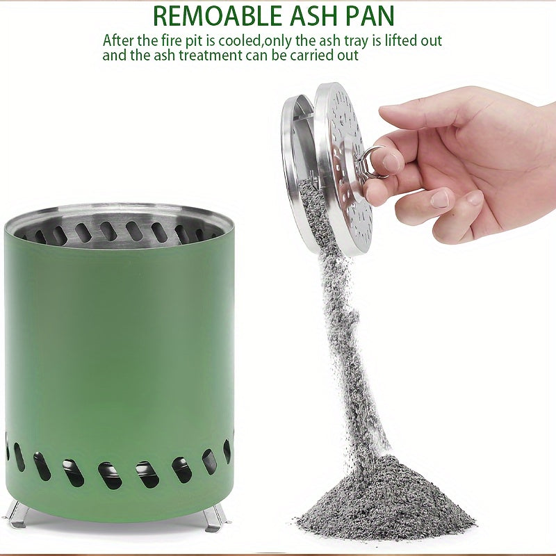 Portable Smokeless Fire Pit - Stainless Steel Wood Burning Fireplace with Removable Ash Pan, Travel Bag, and Stand for Camping and Backyard (5.5inch)