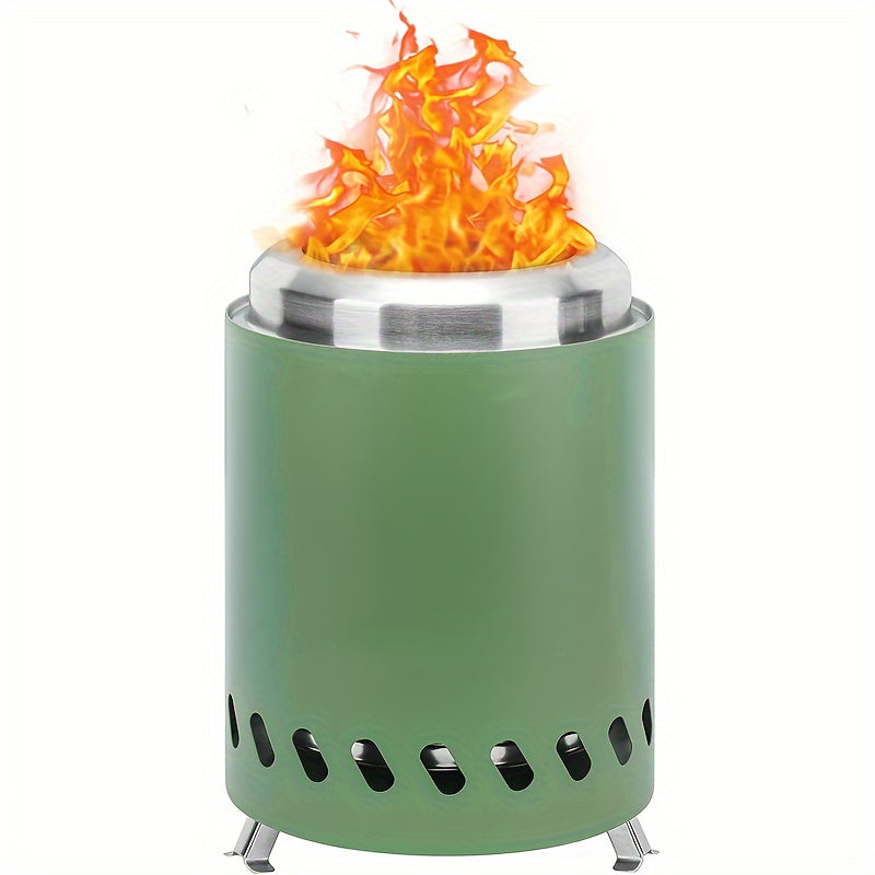 Portable Smokeless Fire Pit - Stainless Steel Wood Burning Fireplace with Removable Ash Pan, Travel Bag, and Stand for Camping and Backyard (5.5inch)