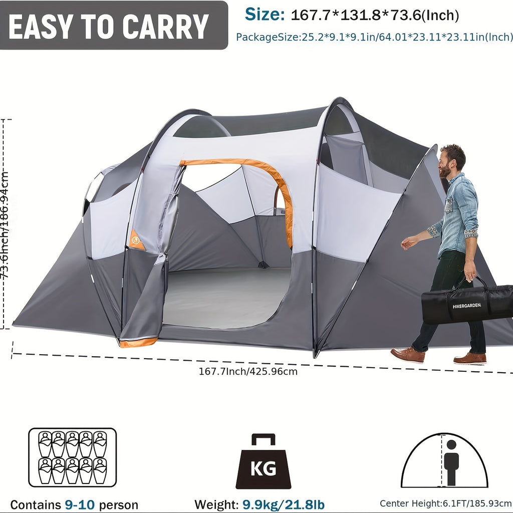 10 Person Camping Tent - Portable Easy Set Up Family Tent for Camp