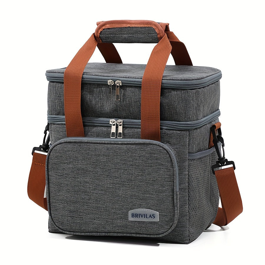 Extra-Large Oxford Cloth Multi-Layer Insulated Rectangle Satchel Bag - Water-Resistant