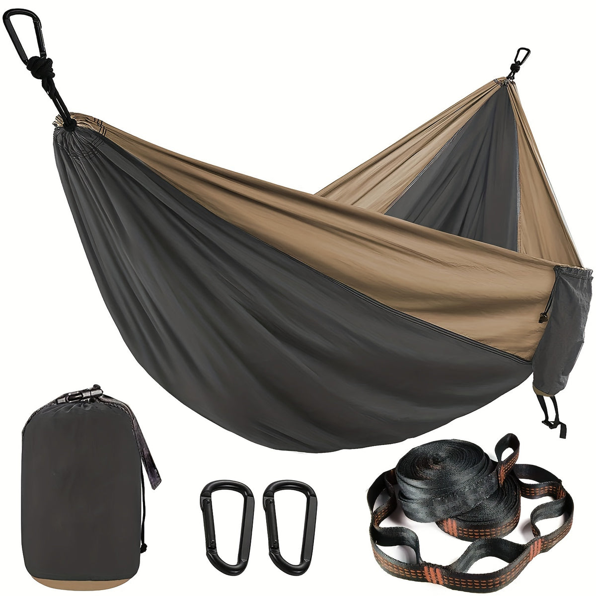 Solid Color Parachute Hammock With Strap And Black Carabiner