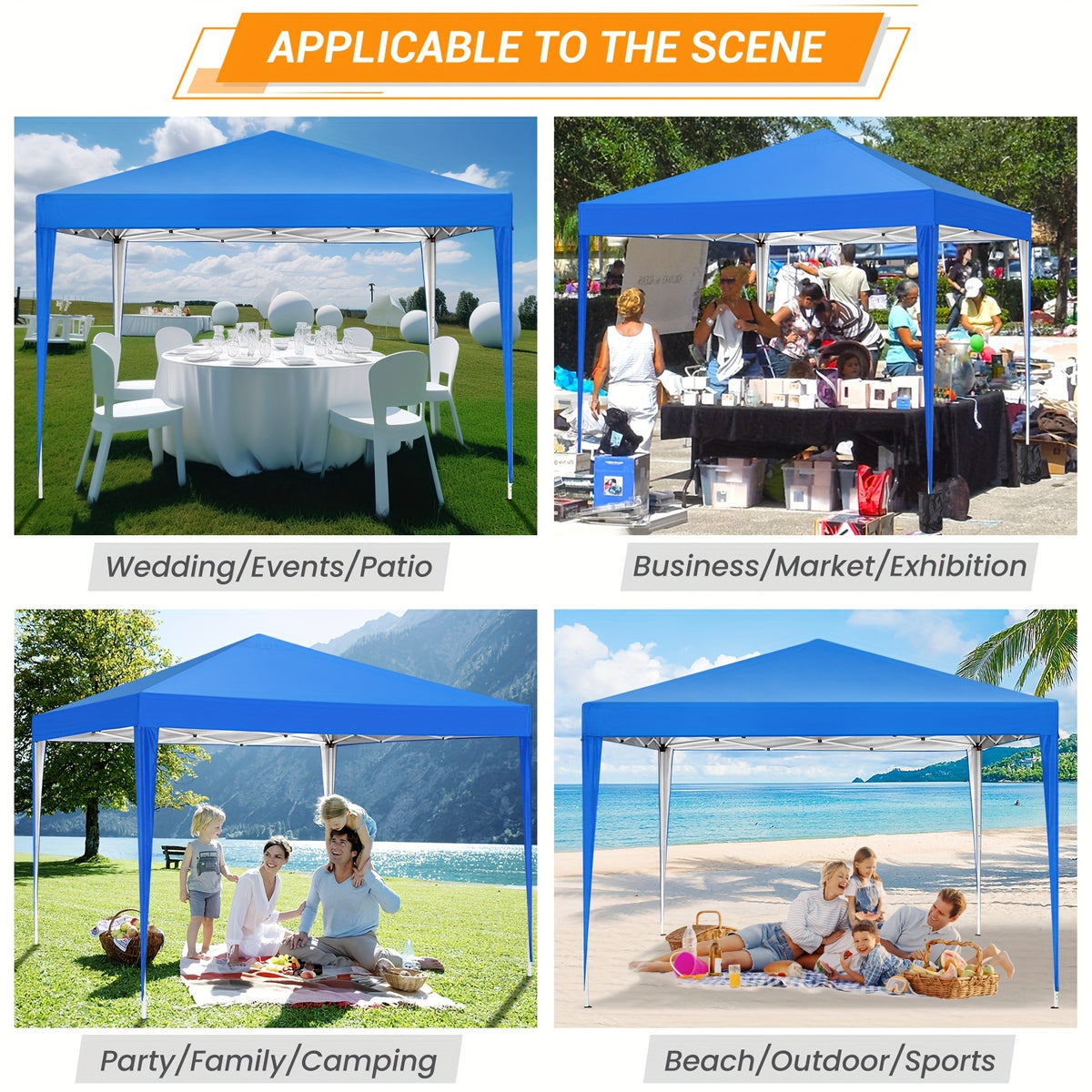 10x10 Ez Pop Up Canopy Tent, UPF 50+ Waterproof