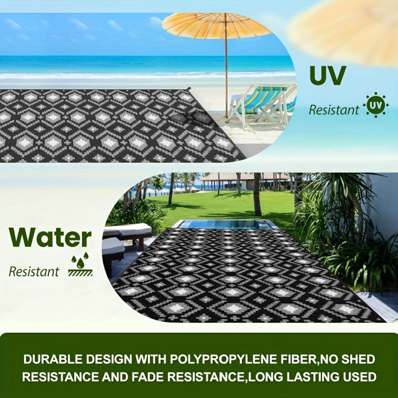Outdoor Rug, Plastic Straw Reversible Mats Waterproof, Portable