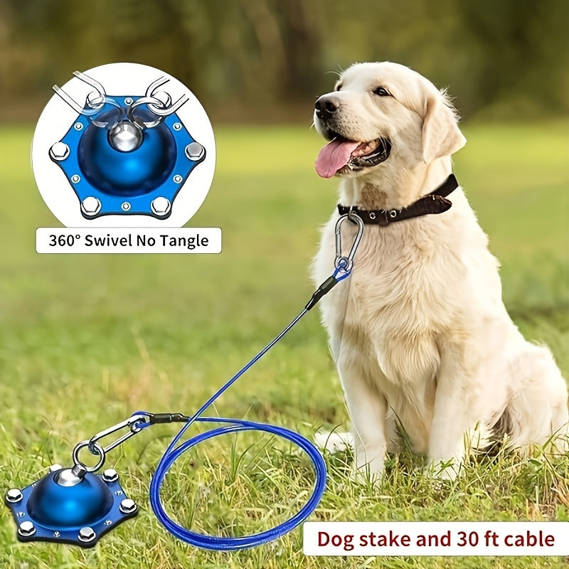 Dog Leash and Stakes, 360° Rotating No Tangles, with 30 Feet of Lead