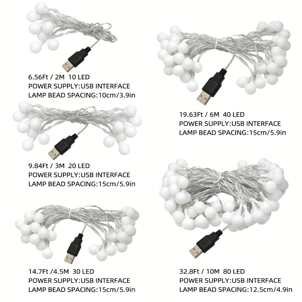 Globe String Light, 10/20/30/40/80 Led Fairy Light