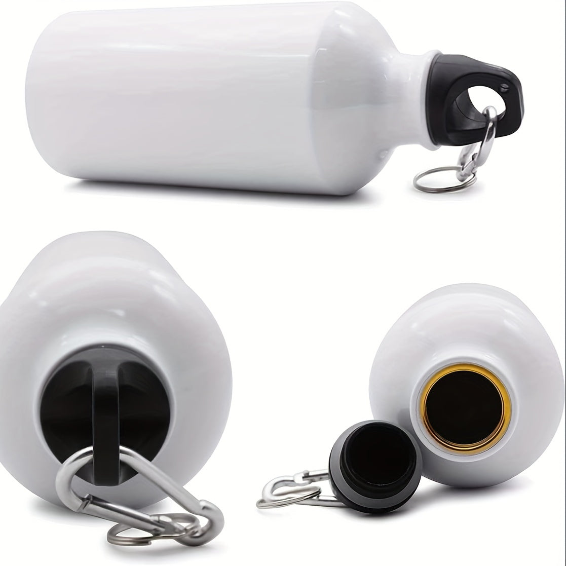 5pcs/Lot 750ml Insulated White Aluminum Water Bottle with Screw Carabiner Hook