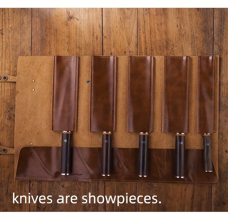 Genuine Leather Chef Knife Roll Up Bag