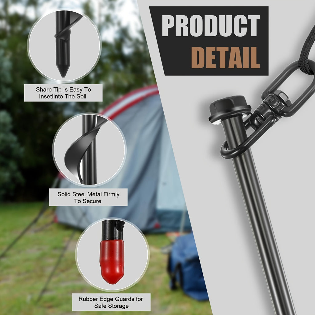 12 Inch Tent Stakes Heavy Duty - Screw in Ground Anchors