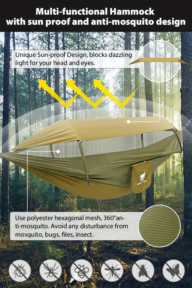 3-in-1 Outdoor Hammock | Double Sleep Rest Camping Hammock with Mosquito Net