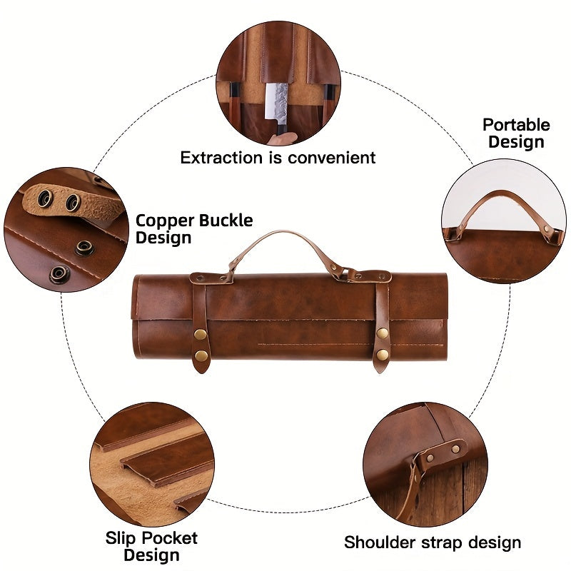 Genuine Leather Chef Knife Roll Up Bag
