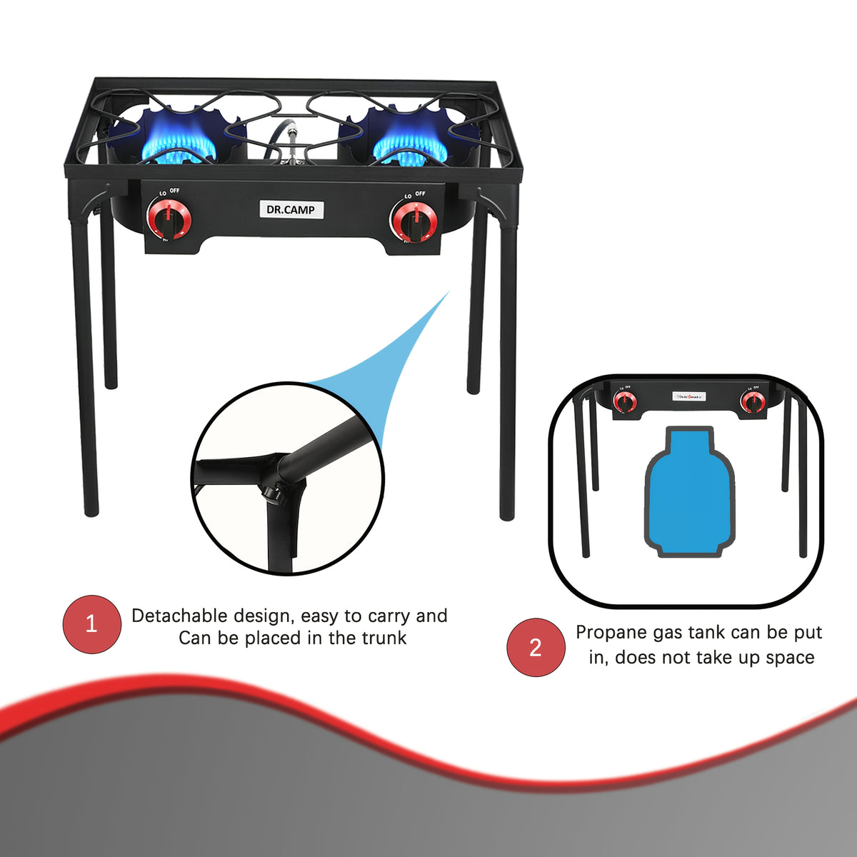DR.CAMP 105000 BTU Power Camping Burner, Camping Stove