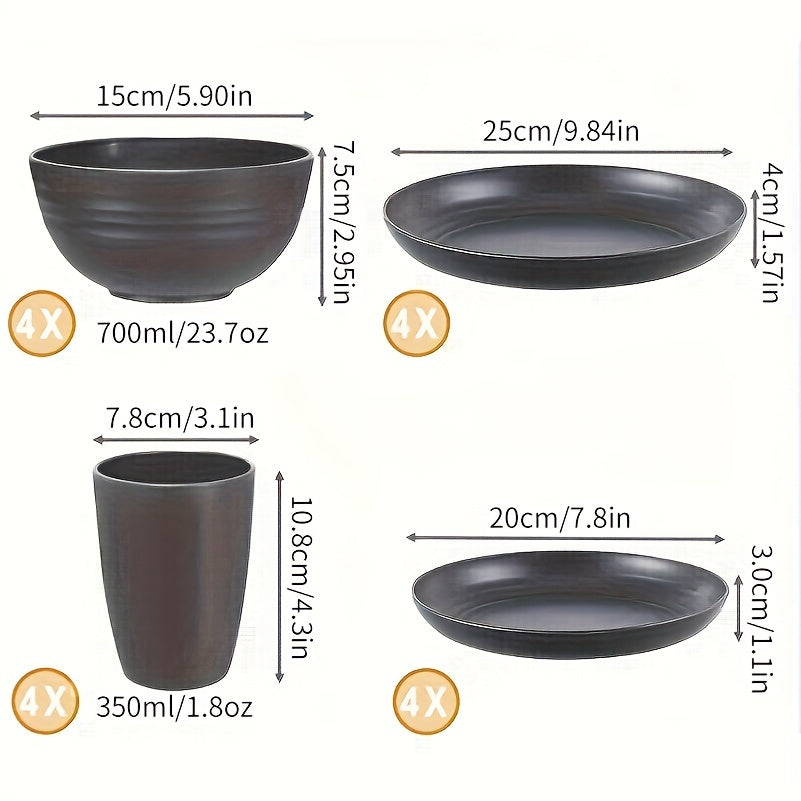 32pcs Gray Wheat Dinnerware Set