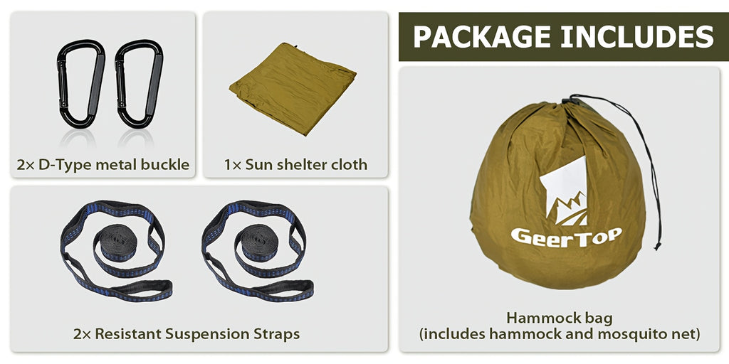 3-in-1 Outdoor Hammock | Double Sleep Rest Camping Hammock with Mosquito Net