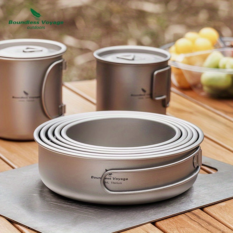 5pcs/set, Titanium Bowl And Pot Set, Foldable